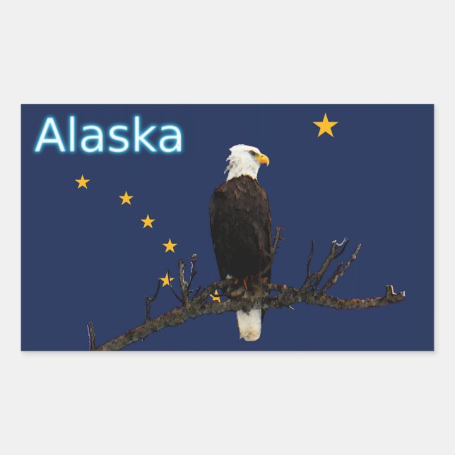 Alaska Eagle And Flag Sticker (Front)