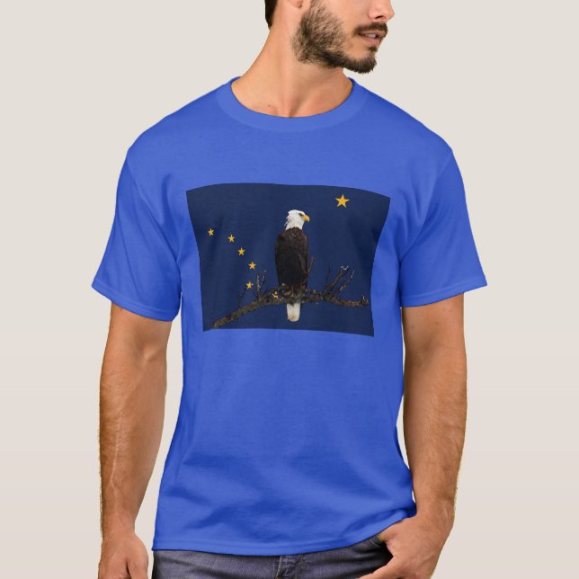 Alaska Eagle And Flag T-Shirt (Front)