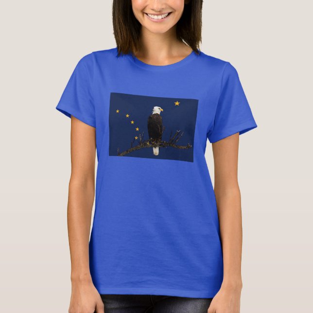 Alaska Eagle And Flag T-Shirt (Front)