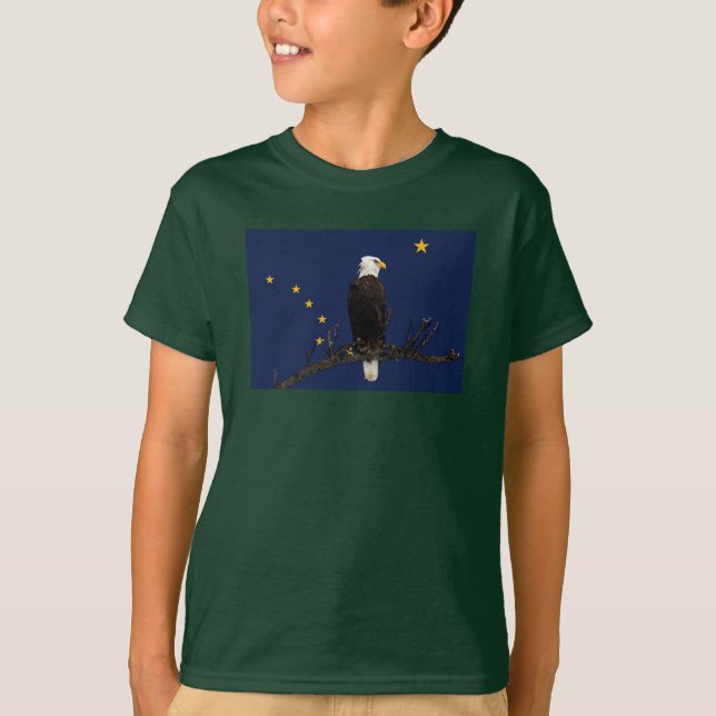 Alaska Eagle And Flag T-Shirt (Front)