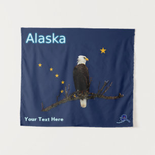 Alaska Eagle And Flag Tapestry
