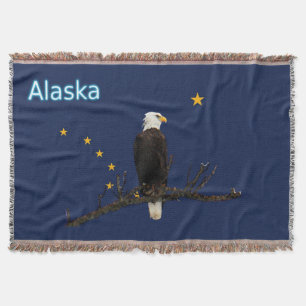 Alaska Eagle And Flag Throw Blanket
