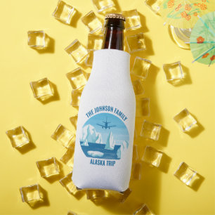 Alaska Family Vacation Custom Blue Glacier Bottle Cooler