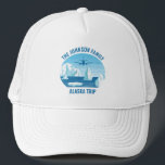 Alaska Family Vacation Personalized Glacier Trucker Hat<br><div class="desc">Cool custom Alaska vacation hats for your family trip with glacier and ocean design and your personalized name. Icebergs float in the sea under a blue airplane on this keepsake souvenir of your arctic exploration of ice caps in the Pacific ocean.</div>