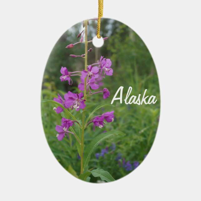 Alaska Fireweed Christmas Ornament (Front)