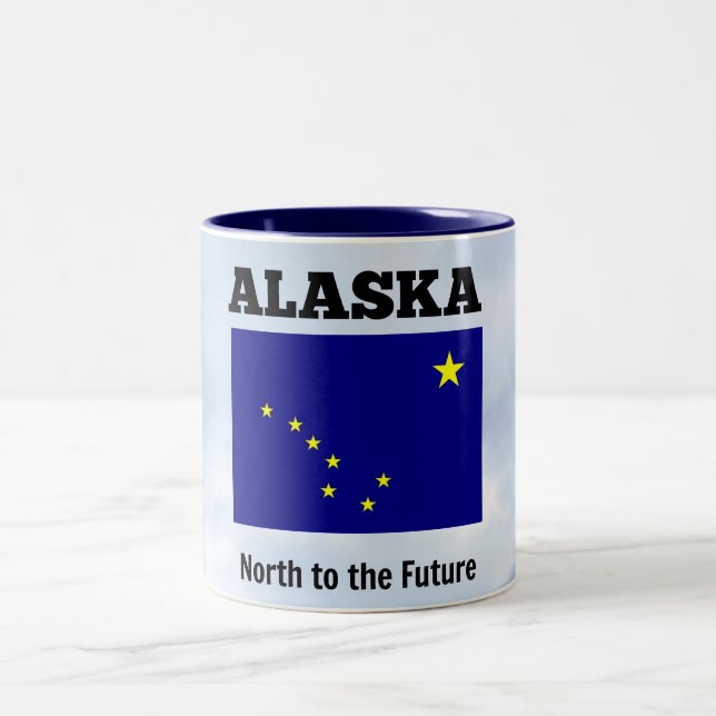 Alaska flag and slogan Two-Tone coffee mug (Center)