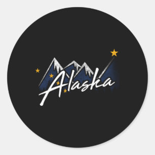 Alaska Flag Mountains Distressed State Classic Round Sticker