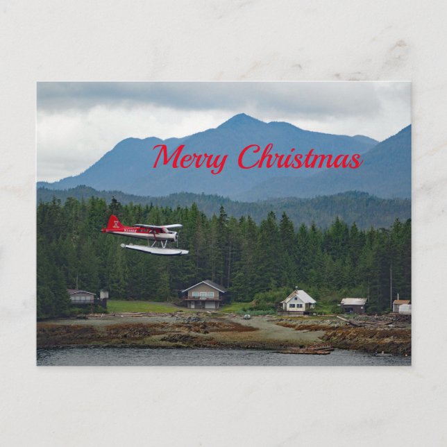 Alaska Floatplane Landscape Photo Christmas Holiday Postcard (Front)