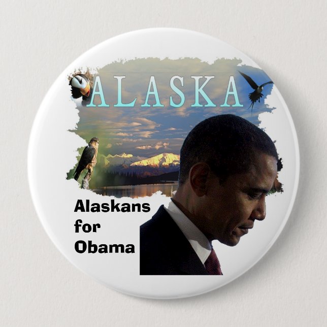 Alaska for Obama 4 Inch Round Button (Front)