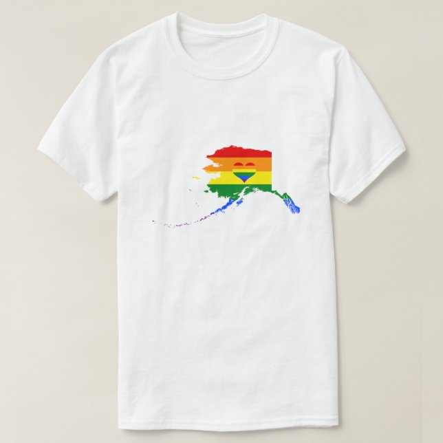 Alaska Gay Pride Rainbow Flag Heart GLBTQ Design T-Shirt (Design Front)