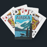 Alaska Glacier Mountain Moose Playing Cards<br><div class="desc">Alaska Glacier Mountain Moose in retro poster art form. Perfect set of cards for your cruise to Alaska. Take a set on the airplane to help fill vacation time.</div>