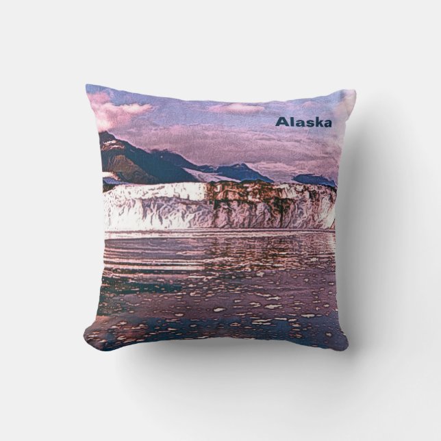 Alaska Glacier Throw Pillow (Front)