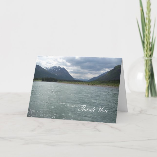 Alaska glaciers and lake thank you card (Front)