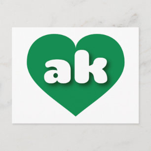 Alaska green heart - I love ak Postcard
