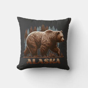 Alaska Grizzly Bear Throw Pillow
