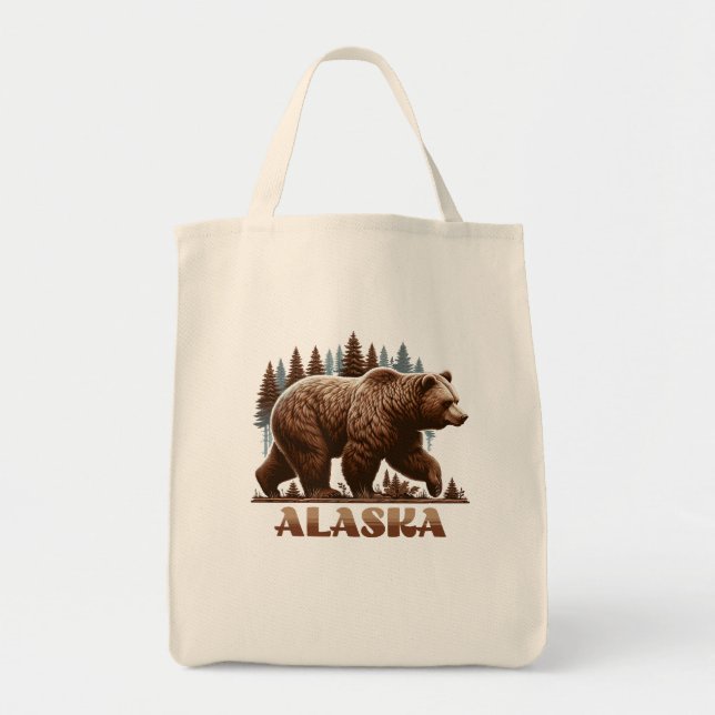 Alaska Grizzly Bear Tote Bag (Front)