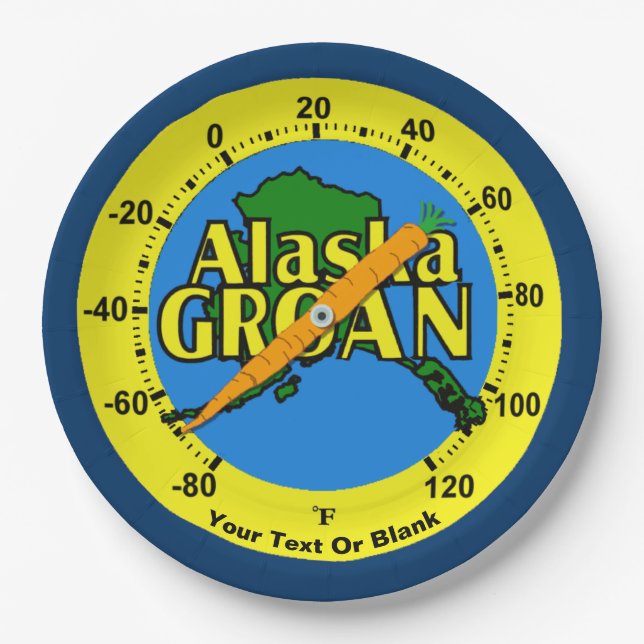 Alaska Groan Thermometer Paper Plate (Front)