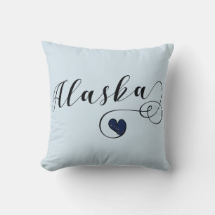 Alaska Heart Throw Pillow, Alaskan Flag Pillow