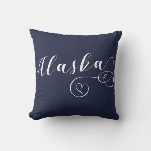 Alaska Heart Throw Pillow, Alaskan Flag Pillow