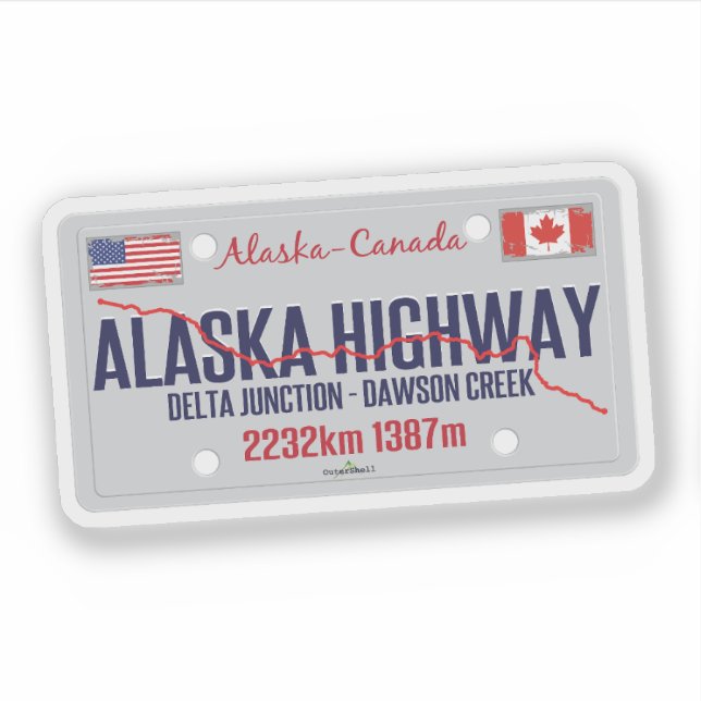 Alaska Highway Canada - Alaska USA 01 Sticker (Devant)
