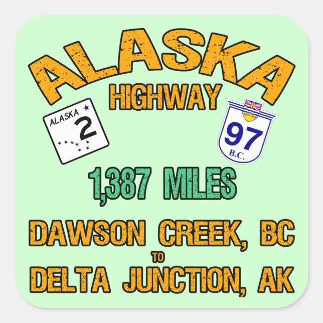 Alaska Highway Square Sticker (Front)