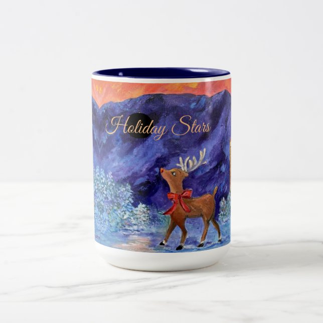 Alaska Holiday Stars Captain Cook Hotel Christmas  Two-Tone Coffee Mug (Center)