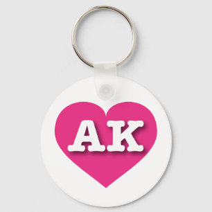 Alaska Hot Pink Heart - I love AK Keychain