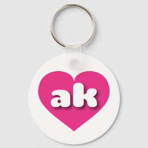 Alaska hot pink heart - I love ak Keychain