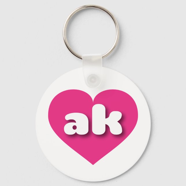 Alaska hot pink heart - I love ak Keychain (Front)