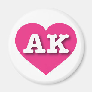 Alaska Hot Pink Heart - I love AK Magnet