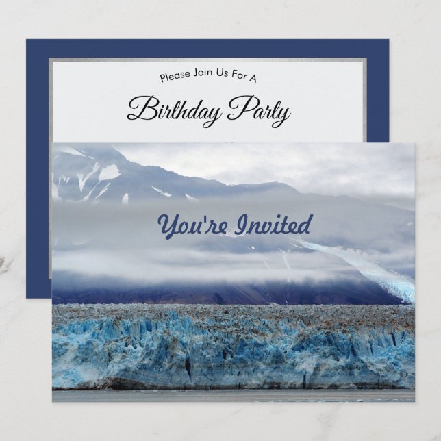 Alaska Hubbard Glacier Photo Birthday Invitation (Front/Back)