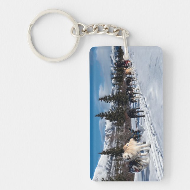 Alaska Husky Dog Sled Race Keychain (Front)