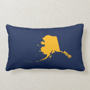 Alaska in Blue and Gold Lumbar Pillow