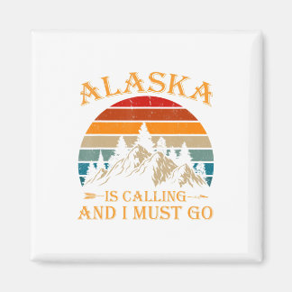 Alaska Is Calling Retro Vintage Mountains Nature  Magnet