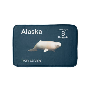 Alaska Ivory Beluga Whale Stamp Bath Mat