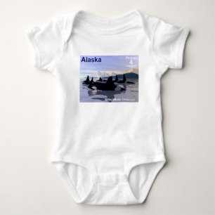 Alaska Killer Whales Stamp Baby Bodysuit
