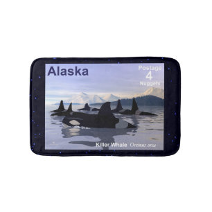 Alaska Killer Whales Stamp Bath Mat