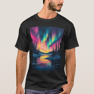 Alaska Landscape Aurora Borealis Northern Lights V T-Shirt