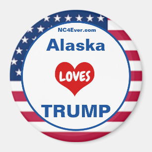 Alaska LOVES TRUMP Patriotic Fridge Magnet