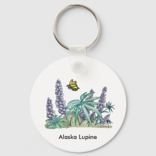 Alaska Lupine Watercolor Keychain