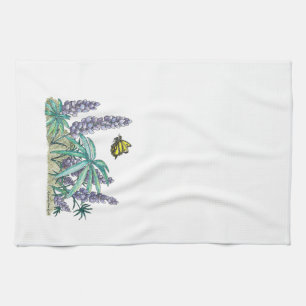 Alaska Lupine Watercolor Kitchen Towel