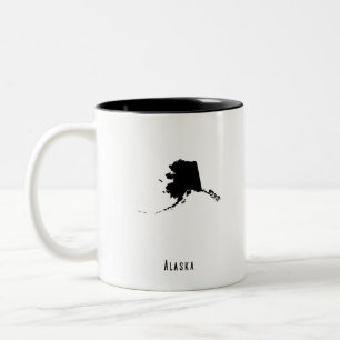 Alaska Map - Black and White Modern Alaska Map Two-Tone Coffee Mug