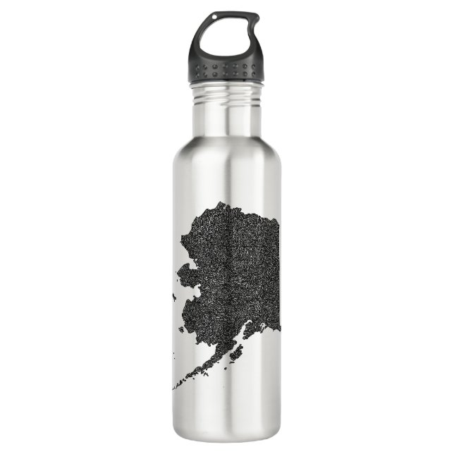 Alaska Map Design with Borders 710 Ml Water Bottle (Front)
