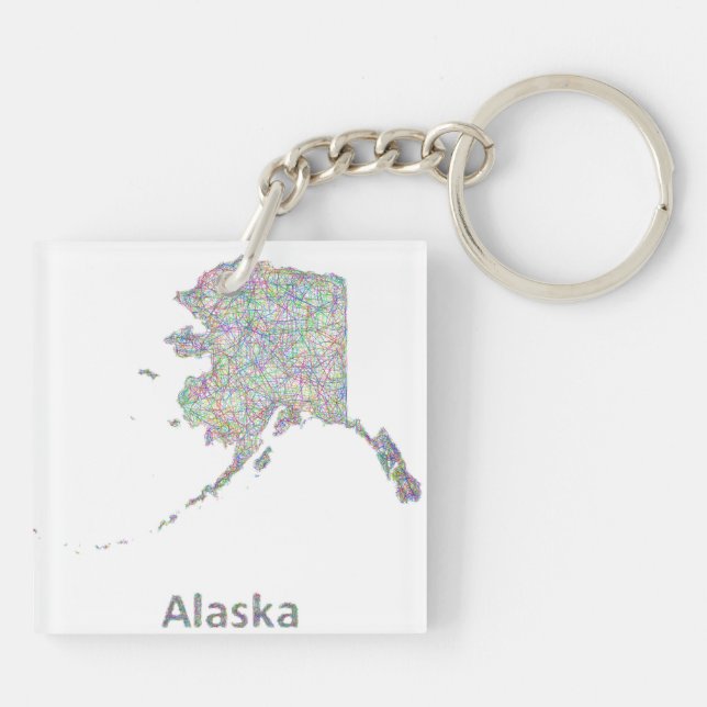 Alaska map keychain (Back)