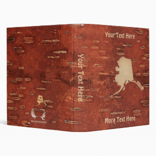 Alaska Map On Inner Birch Bark Binder