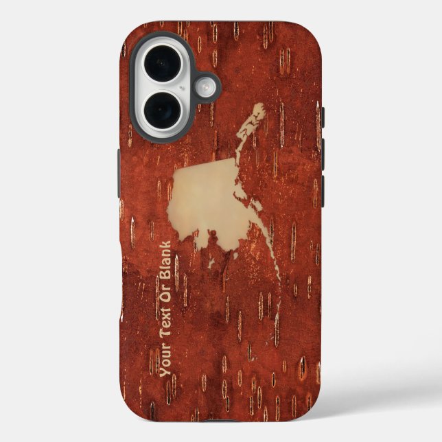 Alaska Map On Inner Birch Bark Case-Mate iPhone Case (Back)