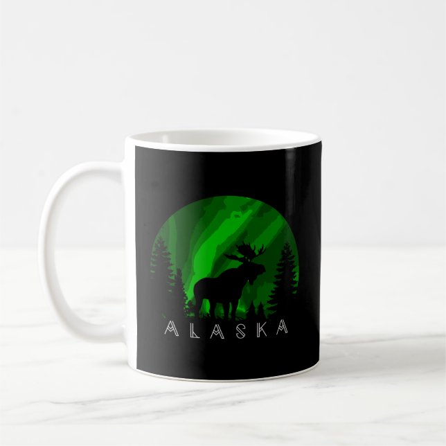 Alaska Moose Aurora Borealis Alaskan Landscape Sce Coffee Mug (Left)