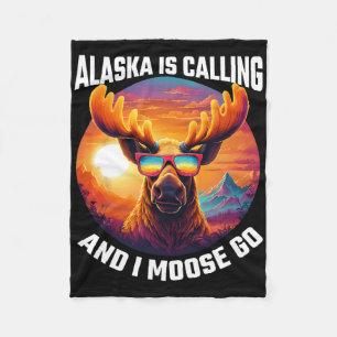 Alaska Moose Tourist Travel Funny Moose Adventure  Fleece Blanket