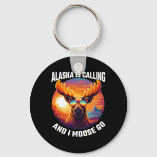 Alaska Moose Tourist Travel Funny Moose Adventure Keychain