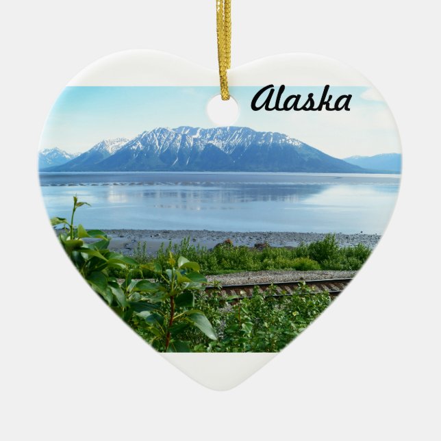 Alaska Mountain along Turnagain Arm Ceramic Ornament (Front)